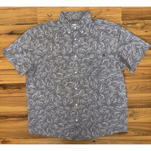 Huk Fishing Shirt XXL Gray AOP Fish Print Coastal Beach Button Up Nautical
